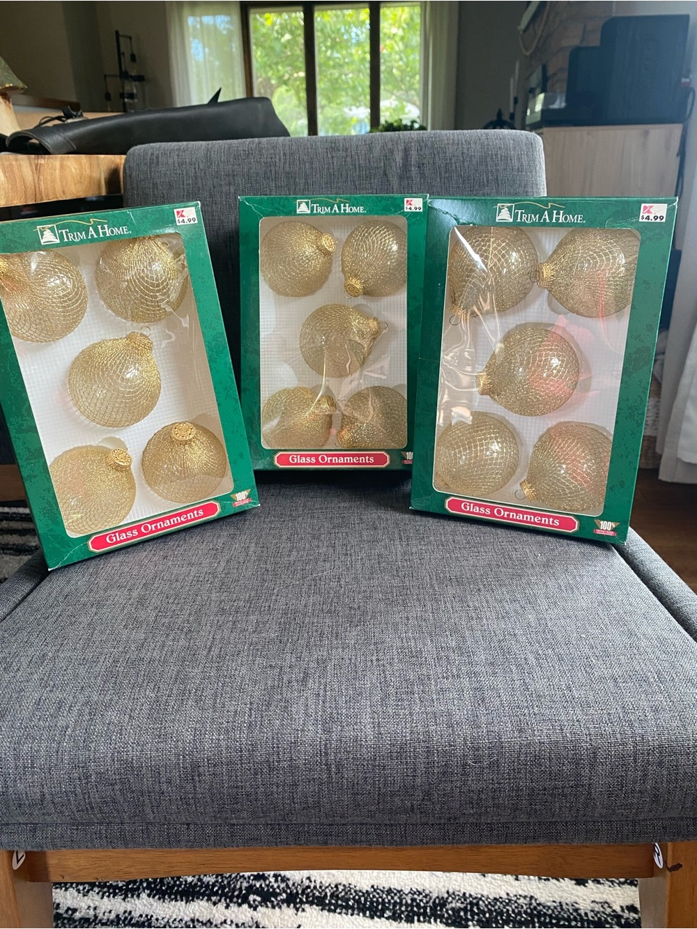 Vintage Trim A Home Gold Netted Glass Ornaments Lot - 3 boxes